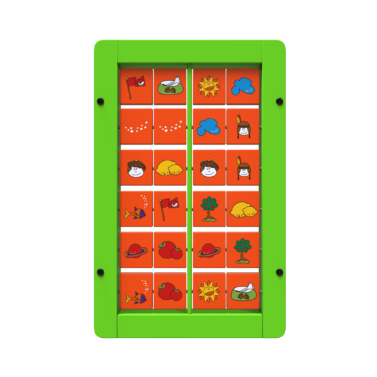 Op deze afbeelding staat een wandspel Memory